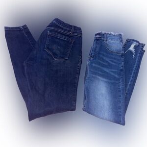 Chic Dark and Light Blue Ankle Jeans Duo